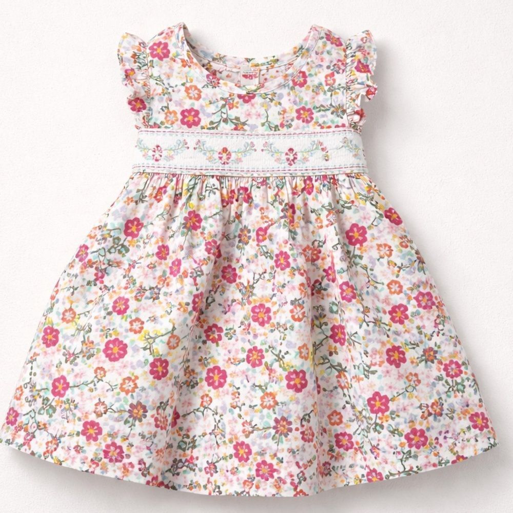 Iris and Ivy smocked floral cotton dress EUC size 3-6 months